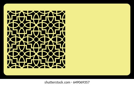 template. Cut out cards with lace pattern. Modern geometric card for laser cutting. Vector illustration.
