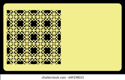 template. Cut out cards with lace pattern. Modern geometric card for laser cutting. Vector illustration.