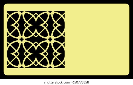 template. Cut out cards with lace pattern. Modern geometric card for laser cutting. Vector illustration.