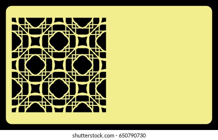 template. Cut out cards with lace pattern. Modern geometric card for laser cutting. Vector illustration.