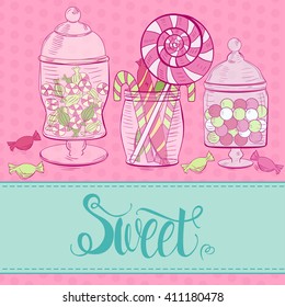 Template with cute candy jars