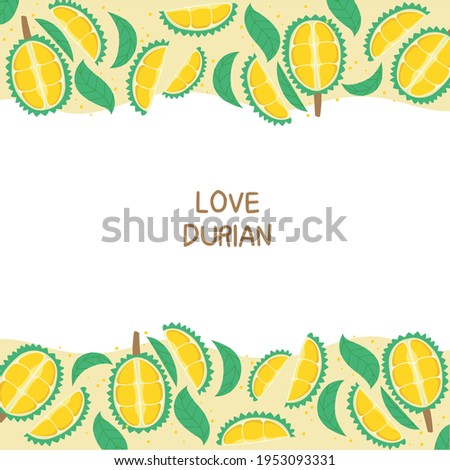 Template cute durian, yellow background with durian.  