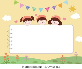 A template with cute kids
