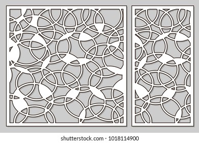 Template for cutting. Abstract circle pattern. Laser cut. Set ratio 1:1, 1:2. Vector illustration.