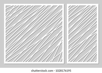Template for cutting. Abstract line, geometric pattern. Laser cut. Set ratio 1:1, 1:2. Vector illustration.