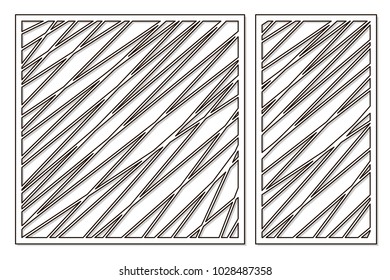 Template for cutting. Abstract line, geometric pattern. Laser cut. Set ratio 1:1, 1:2. Vector illustration.