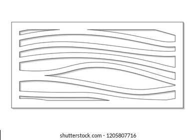 Template for cutting. Abstract line, geometric pattern. Laser cut. Set ratio 1:2. Vector illustration.