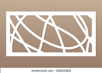 Template for cutting. Abstract line, geometric pattern. Laser cut. Set ratio 1:2. Vector illustration.