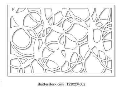 Plantilla para cortar. Línea Abstractas, patrón geométrico. Corte láser. Proporción de ajuste 2:3. Ilustración vectorial.
