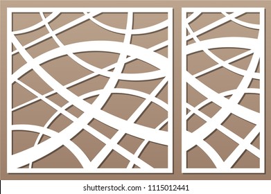 Template for cutting. Abstract line pattern. Laser cut. Set ratio 1:2, 1:1. Vector illustration.