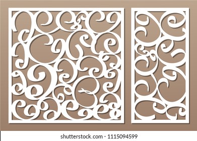 Template for cutting. Abstract line pattern. Laser cut. Set ratio 1:2, 1:1. Vector illustration.