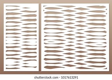Template for cutting. Abstract lines art pattern. Laser cut. Set ratio 1:1, 1:2. Vector illustration.