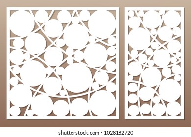 Template for cutting. Circle, geometric pattern. Laser cut. Set ratio 1:1, 1:2. Vector illustration.