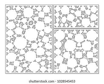 Template for cutting. Circle, geometric pattern. Laser cut. Set ratio 1:1, 1:2, 2:3. Vector illustration.