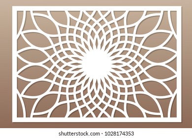 Template for cutting. Flower, geometric pattern. Laser cut. ratio 2:3. Vector illustration.