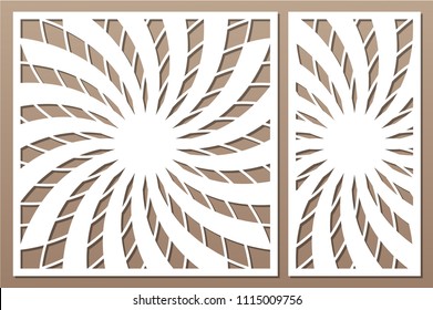 Template For Cutting. Flower, Geometric Pattern. Laser Cut. Set Ratio 1:1, 1:2. Vector Illustration.