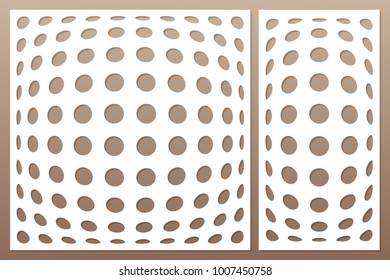 Template for cutting. Geometric circle pattern. Laser cut. Set ratio 1:2, 1:1. Vector illustration.