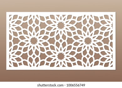 Template For Cutting. Geometric Flower Pattern. Laser Cut. Ratio 1:2. Vector Illustration.