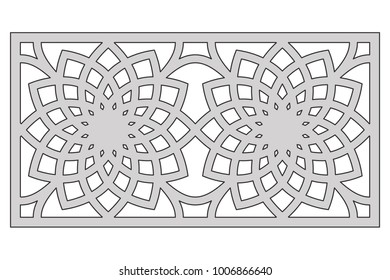 Template for cutting. Geometric flower pattern. Laser cut. Ratio 1:2. Vector illustration.
