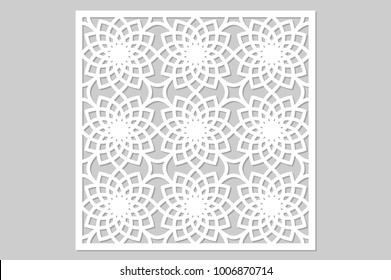 Template for cutting. Geometric flower pattern. Laser cut. Ratio 1:1. Vector illustration.