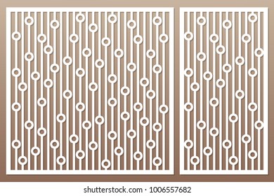 Template for cutting. Geometric line and circle pattern. Laser cut. Set ratio 1:2, 1:1. Vector illustration.