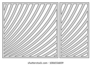 Template for cutting. Geometric line pattern. Laser cut. Set ratio 1:2, 1:1. Vector illustration.