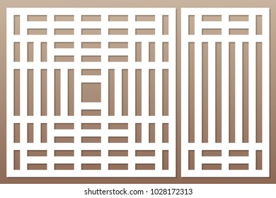 Template for cutting. Geometric line pattern. Laser cut. Set ratio 1:1, 1:2. Vector illustration.