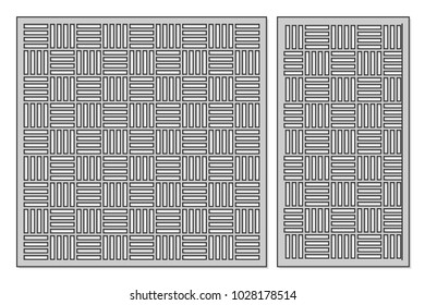 Template for cutting. Geometric line, square pattern. Laser cut. Set ratio 1:1, 1:2. Vector illustration.