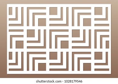 Template for cutting. Geometric line, square pattern. Laser cut. ratio 2:3. Vector illustration.