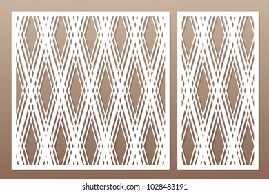Template for cutting. Geometric line, square pattern. Laser cut. Set ratio 1:1, 1:2. Vector illustration.