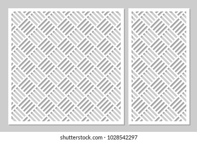 Template for cutting. Geometric line, square pattern. Laser cut. Set ratio 1:1, 1:2. Vector illustration.