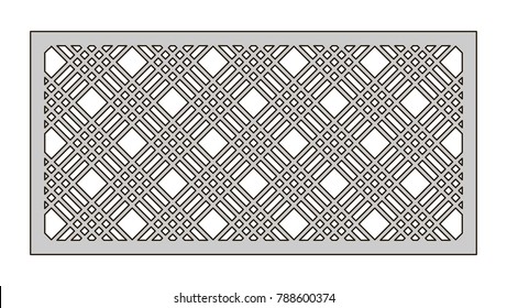 Template for cutting. Geometric lines pattern. Laser cut. Ratio 1:2. Vector illustration.