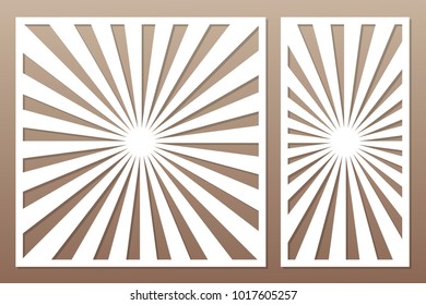 Template for cutting. Line, geometrical pattern. Laser cut. Set ratio 1:1, 1:2. Vector illustration.