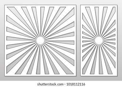 Template for cutting. Line, geometrical pattern. Laser cut. Set ratio 1:1, 1:2. Vector illustration.