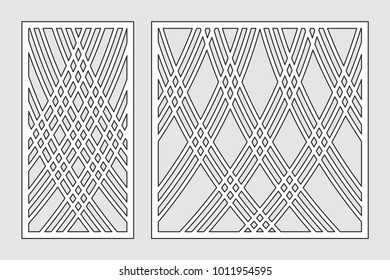 Template for cutting. Lines art pattern. Laser cut. Set ratio 1:2, 1:1. Vector illustration.