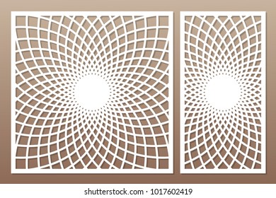 Template for cutting. Mandala, Arabesque pattern. Laser cut. Set ratio 1:1, 1:2. Vector illustration.