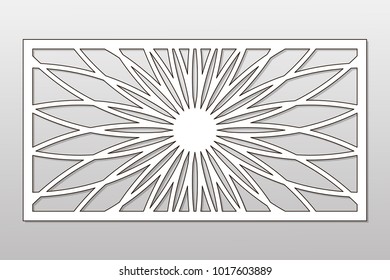 Template for cutting. Mandala, Arabesque pattern. Laser cut. Ratio 1:2. Vector illustration.
