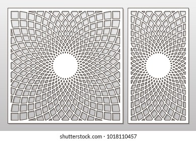 Template for cutting. Mandala, Arabesque pattern. Laser cut. Set ratio 1:1, 1:2. Vector illustration.