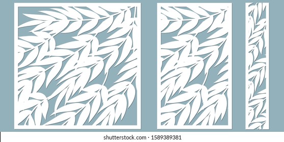 plantilla para cortar. Patrón de hojas de palma. Corte láser. Ilustración vectorial.