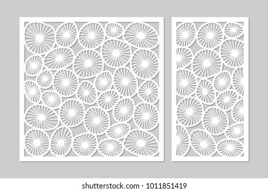 Template For Cutting. Round Art Pattern. Laser Cut. Set Ratio 1:2, 1:1. Vector Illustration.