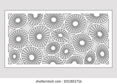 Template for cutting. Round art pattern. Laser cut. Set ratio 1:2. Vector illustration.