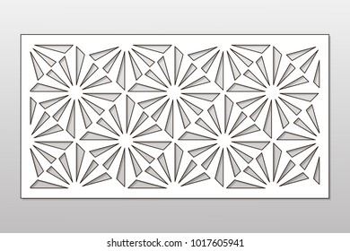 Template for cutting. Square, optical pattern. Laser cut. Ratio 1:2. Vector illustration.