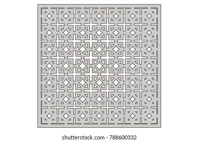 Template for cutting. Square repeat pattern. Laser cut. Ratio 1:1. Vector illustration.