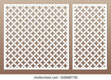 Template for cutting. Star, geometric pattern. Laser cut. Set ratio 1:1, 1:2. Vector illustration.