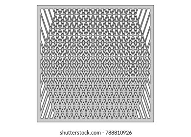 Template for cutting. Triangle line decor pattern. Laser cut. Ratio 1:1. Vector illustration.