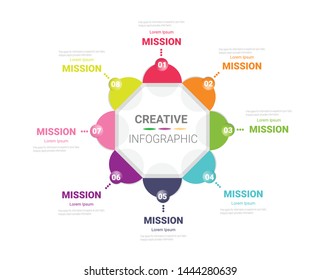 Template for cycle diagram, graph, presentation and round chart. Business concept with 8 equal options, parts, steps or processes. Startup layout for your project.