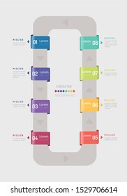 Template for cycle diagram, graph, presentation and round chart. Business concept with 8 equal options, parts, steps or processes. Startup layout for your project.