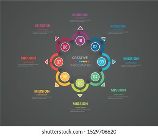 Template for cycle diagram, graph, presentation and round chart. Business concept with 8 equal options, parts, steps or processes. Startup layout for your project.