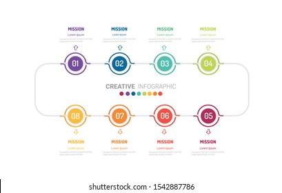 Template for cycle diagram, graph, presentation and round chart. Business concept with 8 equal options, parts, steps or processes. Startup layout for your project.