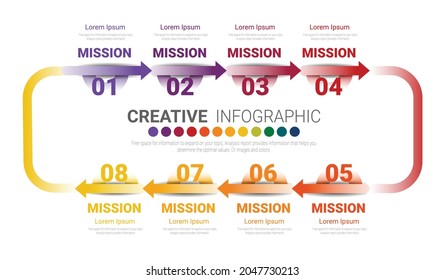 Template for cycle diagram, graph, presentation and round chart. Business concept with 8 equal options, parts, steps or processes. Startup layout for your project.